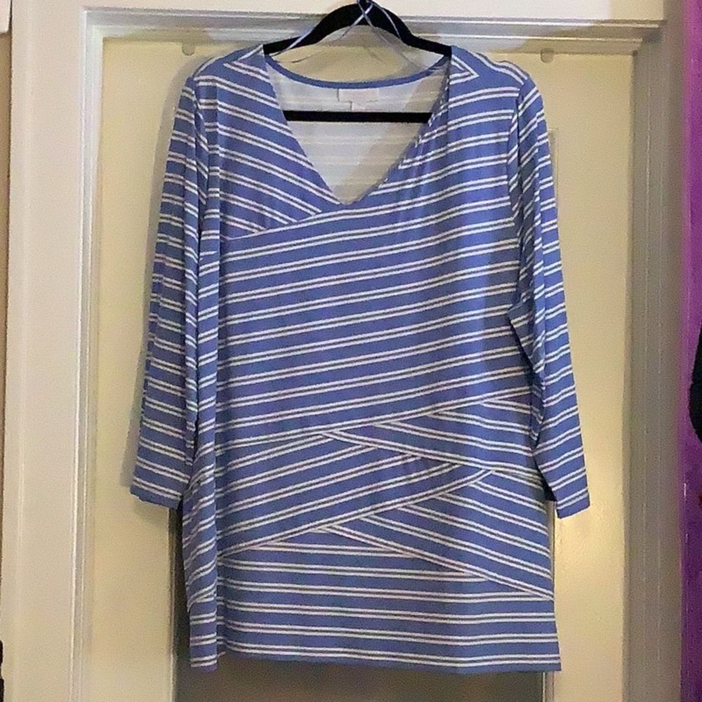 Pre loved Blue & White Stripped Charter Club Women’s Size 3X Shirt